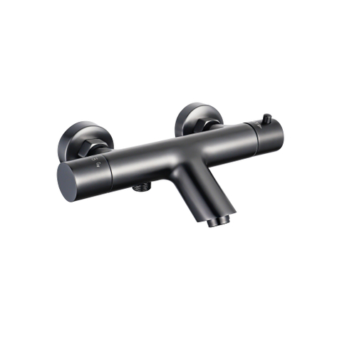 Fortifura Calvi thermostatische badkraan - PVD - geborsteld gunmetal (antraciet) SW720225