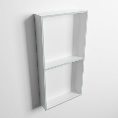 Mondiaz Easy nis 29.5x59.5x8cm voor Inbouw/opbouw 2 open vakken Solid surface Talc/Greey SW643754