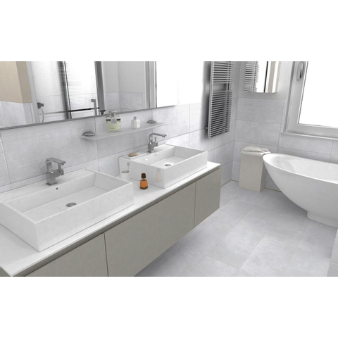 EnergieKer wand- en vloertegel - 60x60cm - 9mm - Vierkant - gerectificeerd - Betonlook - Wit mat OUTLETSTORE STORE41333