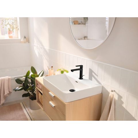 Hansgrohe Rebris s 1 greeps wastafelkraan - 110 met trekwaste - mat zwart SW796578