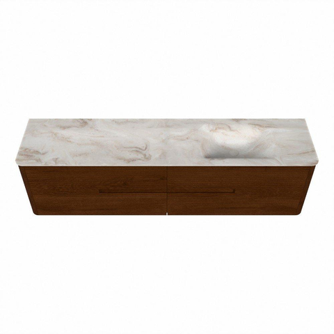 Mondiaz CIRO-DLUX Badkamermeubelset - 190x45x50cm - Solid surface wastafel Frappe - 1 wasbak Rechts - zonder kraangaten - 4 lades - Ruby SW1531553