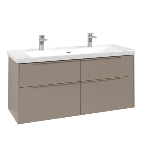 Villeroy & Boch Subway 3.0 Wastafelonderkast - met verlichting - 4 uittrekladen - 1272x576x478mm - taupe SW797138