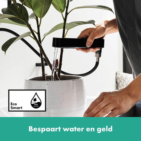 Hansgrohe Finoris Wastafelkraan - 230 - 2jet - met uittrekbare vuistdouche - met afvoerplug - mat zwart SW651140