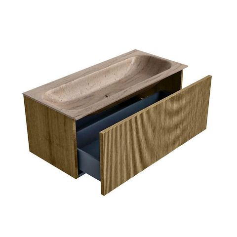 MONDIAZ KURVE-DLUX Meuble de salle de bains 100cm couleur Dusk avec 1 tiroir et 0 porte. Lavabo BIG MEDIUM Centré sans trou de robinet Saba. SW1433351