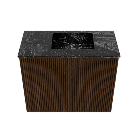 Mondiaz JOYA-DLUX 50cm meuble de salle de bains - couleur Walnut - Vasque FAYE position Droite Sans trou de robinet couleur Lava. SW1422428