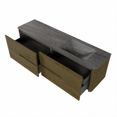 Mondiaz CIRO-DLUX Ensemble de meubles de salle de bains - 170x45x50cm - lavabo solid surface Oza - 1 vasque à droite - sans trous de robinet - 4 tiroirs - Dusk SW1533301