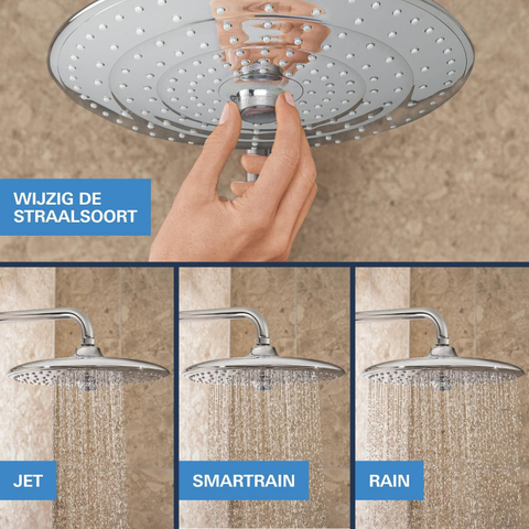 Grohe Precision SmartControl ensemble de douche pluie encastré – thermostatique – douche de tête ronde Ø 26 cm – bras mural courbé – chrome SW1120184