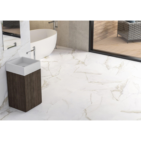 ÉCHANTILLON Terravito Tovaro carreau mural et de sol - 60x120cm - 10mm - Rectangle - rectifié - Aspect pierre naturelle - Blanc mat SW736354