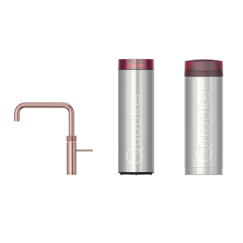 Quooker BE Fusion Square mitigeur d'eau bouillante - bec orientable - PRO3 incl. réservoir Cube - Eau chaude / bouillante / gazeuse / filtrée - Cuivre rosé SW976928