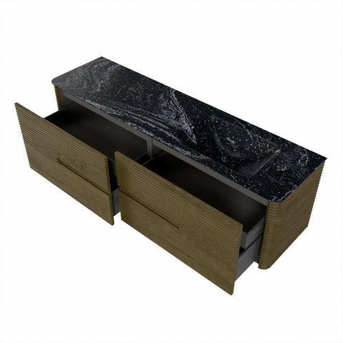 Mondiaz CIRO-DLUX Ensemble de meubles de salle de bains - 170x45x50cm - Lavabo solid surface Lava - 1 vasque à droite - 1 trou de robinet - 4 tiroirs - Dusk SW1533053