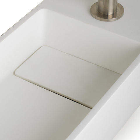 Differnz Solid fonteinset - 36x18.5x9cm - Rechthoek - 1 kraangat - Chroom - Solid Surface Wit met kraan SHOWROOMMODEL SHOW26559