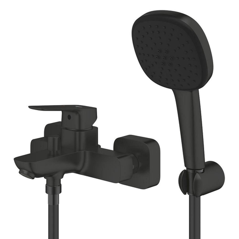 Grohe Cubeo Badkraan - met omstel - S koppelingen - inclusief handdouche en doucheslang - matte black (mat zwart) SW1185541