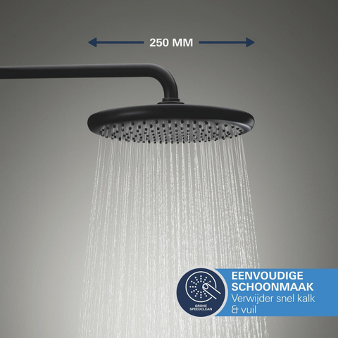 Grohe Precision Showerset - compleet - handdouche diameter 11cm - 2 straalsoorten - hoofddouche diameter 25cm - matte black (mat zwart) SW1126466