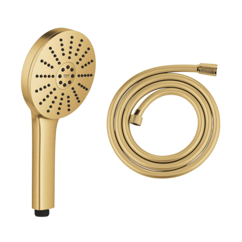 Grohe Vitalio Joy Handdoucheset - rond - 3 straalsoorten - silverflex doucheslang - 175cm - brushed cool sunrise (goud) SW1565496
