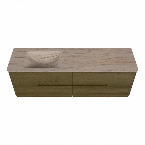 Mondiaz CIRO-DLUX Ensemble de meubles de salle de bains - 160x45x50cm - vasque en solid surface Saba - 1 lavabo à gauche - 1 trou de robinet - 4 tiroirs - Dusk SW1533351