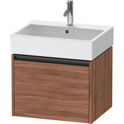 Duravit Ketho.2 Wastafelonderbouwkast - met 1 lade - 58.4x46x44cm - met greep antraciet - noten mat SW772109