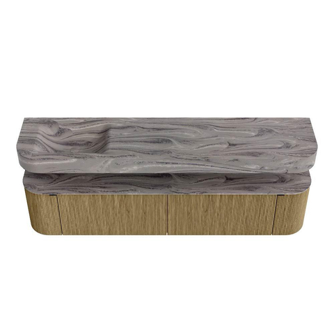 MONDIAZ THOR-DLUX Meuble de salle de bains - 200cm - arrondi gauche + droite - couleur Dusk - 2 tiroirs - 2 portes - Vasque suspendue CLOUD Gauche sans trou de robinet - couleur Sombra SW1467276