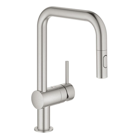 Grohe Minta Keukenkraan - draaibare/uittrekbare uitloop - 2 straalsoorten - Brushed Supersteel (RVS) SW225335