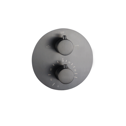 Fortifura Calvi Thermostatische Inbouwkraan - inbouwdeel - rond - gunmetal (antraciet) SW1189325