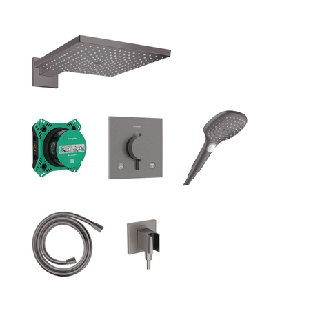 Hansgrohe Raindance E set de douche encastré - 30cm - 1 jet - brushed black chrome (noir) SW1566579