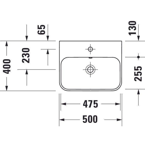 Duravit Happy D.2 Plus opbouwwastafel - met kraangat - met overloop - 50x40cm - met keramisch push-open ventiel - met wondergliss - wit SW358151