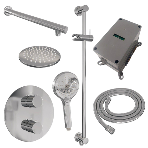 BRAUER Chrome Edition inbouw regendoucheset – Ø20 cm hoofddouche – 39.4 cm rechte wandarm – ronde handdouche – glijstang 70 cm SW1158992