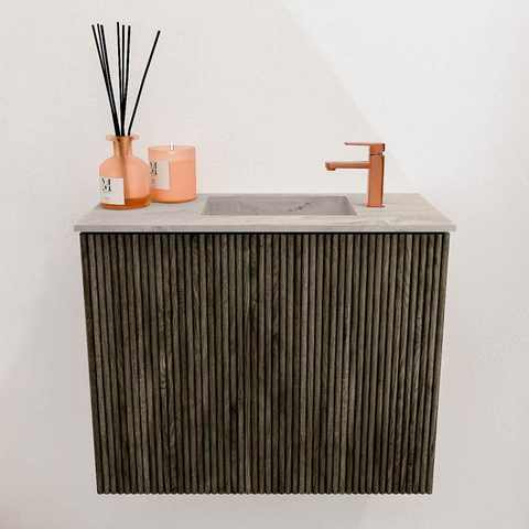 Mondiaz JOYA-DLUX 50cm toiletmeubel - kleur Shadow - Wastafel FAYE positie Rechts 1 kraangat kleur Glace. SW1422729