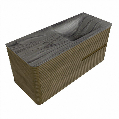 Mondiaz CIRO-DLUX Ensemble de meubles de salle de bains - 110x45x50cm - Plan vasque en solid surface Sombra - 1 vasque à droite - 1 trou de robinet - 2 tiroirs - Dusk SW1533396