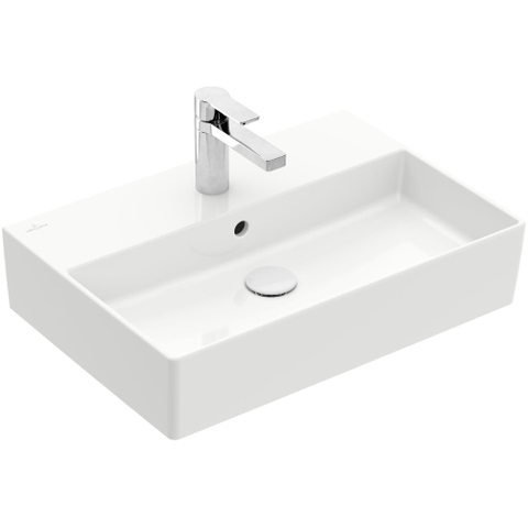 Villeroy & Boch memento 2.0 wastafel - 600x420mm - 1 kraangat - met overloop - White Alpine (glans wit) SW354338