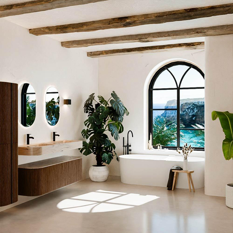 MONDIAZ THOR-DLUX 150cm meuble de salle de bains arrondi gauche + droite couleur Walnut avec 1 tiroir et 2 portes. Vasque suspendue CLOUD Double 2 trous de robinet couleur Arena. SW1464756