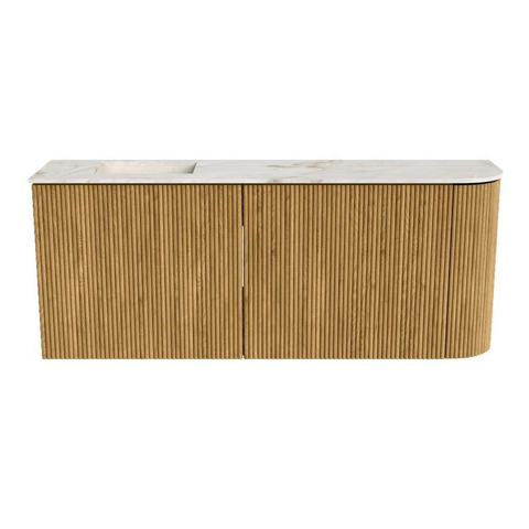 Mondiaz JOYA-DLUX Meuble de salle de bains 101.6cm - arrondi droit couleur Chêne - Vasque FAYE position Gauche Sans trou de robinet couleur Frappe SW1421934