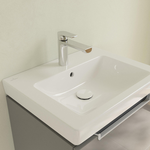 Villeroy & Boch Subway 2.0 meubelwastafel - 55x47cm - 1 kraangat - met overloop CeramicPlus - White Alpine (glans wit) 1024116