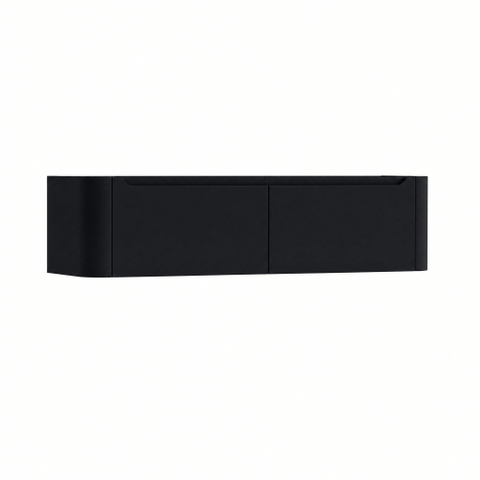 H&R badmeubelen Juice Wastafelonderkast - 160x45x40cm - afgeronde hoeken - 2 lades - geïntegreerde greep - zwart mat SW862817