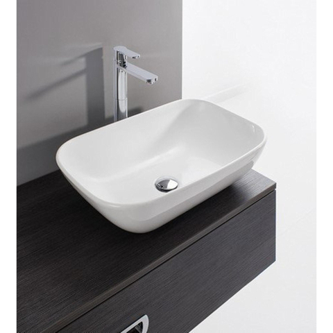 Crosswater Serene Wastafel - 58x35x15cm - zonder kraangat - zonder overloop - glans wit SW487154