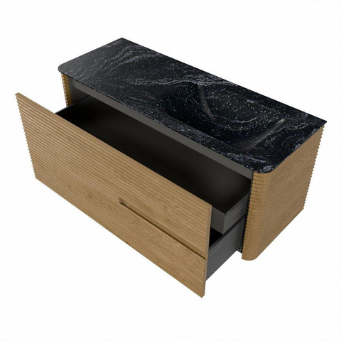 Mondiaz CIRO-DLUX Badkamermeubelset - 120x45x50cm - Solid surface wastafel Lava - 1 wasbak Rechts - 1 kraangat - 2 lades - Oak SW1531085