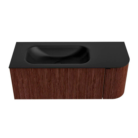 Mondiaz KURVE Badkamermeubelset - 115x46x40cm - 1 lade - 1 deur - wastafel solid surface - links - zonder kraangat - Ruby SW1415417