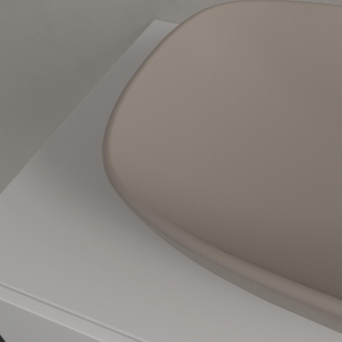 Villeroy & Boch Loop & Friends opzetwastafel - 56x38cm - zonder kraangat - zonder overloop CeramicPlus - mat almond (beige) SW644142