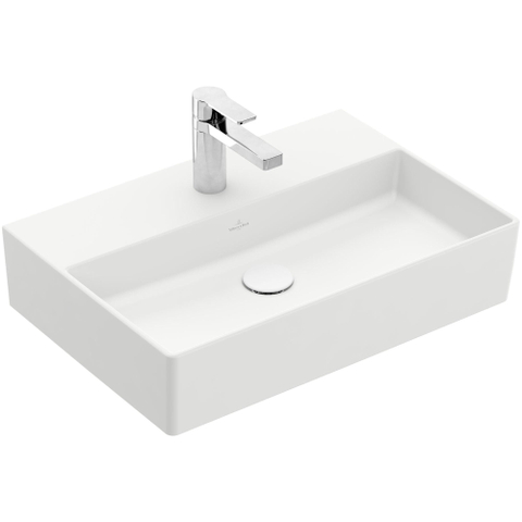 Villeroy & Boch memento 2.0 wastafel onderzijde - geslepen - 60x42cm - zonder overloop - 1 kraangat CeramicPlus - Stone White (mat wit) SW358410