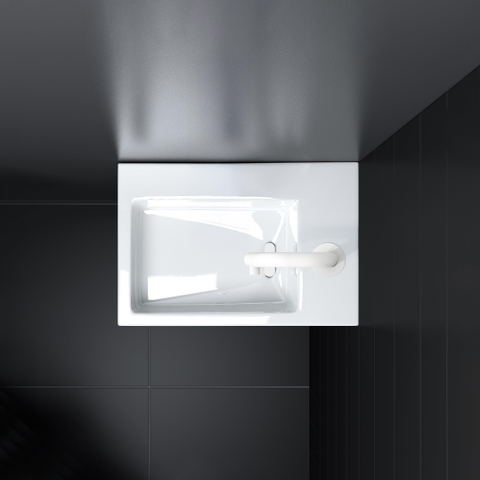 Clou Flush lave-mains - 36x24.5x9cm - rectangulaire - céramique - trou robinet droite - blanc SW9326