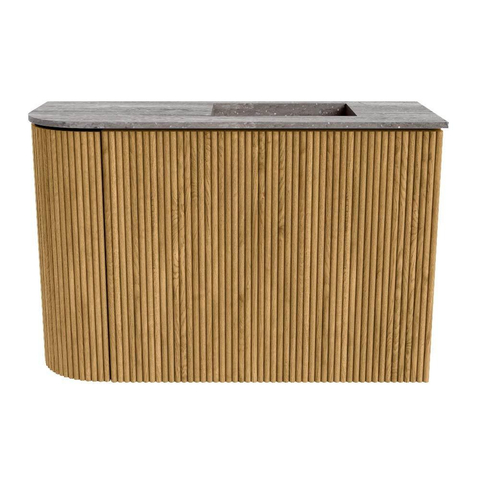 Mondiaz JOYA-DLUX 61.6cm toiletmeubel - ronding links kleur Oak - Wastafel FAYE positie Rechts 1 kraangat kleur Oza. SW1424139