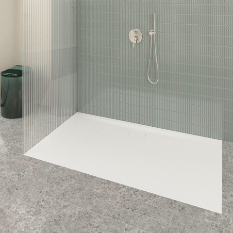 Villeroy & Boch Ecora douchebak - 160x90x3.5cm - afvoer lange zijde - white alpine (wit) SW1558884