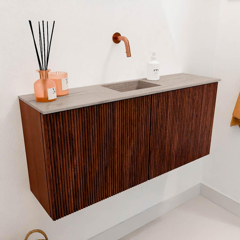 Mondiaz JOYA-DLUX 90cm toiletmeubel - kleur Ruby - Wastafel FAYE positie Midden Zonder kraangat kleur Saba. SW1425595