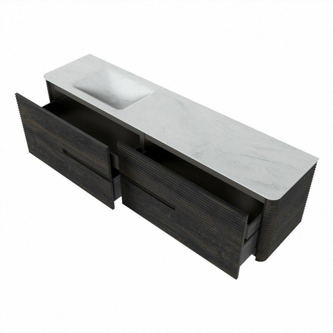Mondiaz CIRO-DLUX Badkamermeubelset - 190x45x50cm - Solid surface wastafel Opalo - 1 wasbak Links - zonder kraangaten - 4 lades - Shadow SW1532297