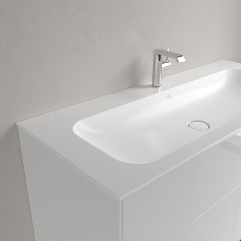 Villeroy & Boch finion meubelwastafel - met 1 kraangat - 120x50cm CeramicPlus - met verdekte overloop - geslepen - Stone White (mat wit) SW209581