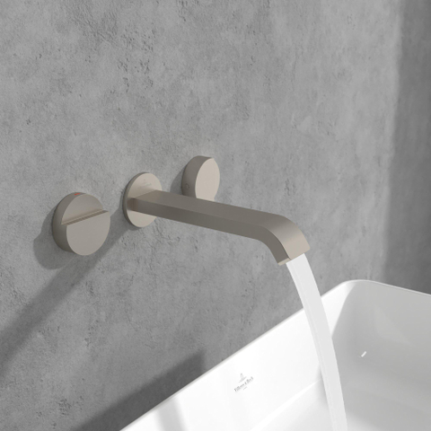 Villeroy & Boch Dawn wastafeluitloop set - zonder pop up afvoergarnituur - Brushed Nickel (rvs) SW974332