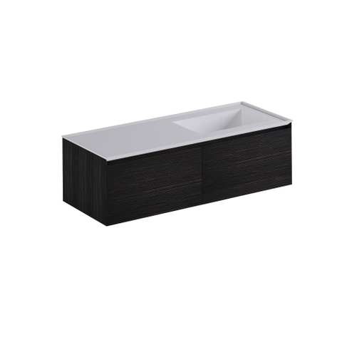 Thebalux Tresor Ensemble de meubles de salle de bains - 140x55x41.5cm - 3 tiroirs - sans poignées - Lavabo Corian - droite - sans trou de robinet - Italian Alpi SW1239587