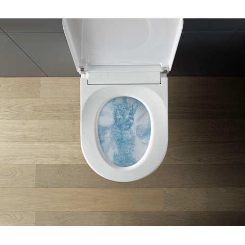 Duravit Sensowash Starck F Lite douchewc - 37.8x57.5cm - spoelrandloos - met closetzitting - compact - glans wit SW420600