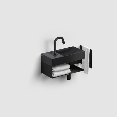 Clou Vale lave-mains en céramique 38x19x7cm trou de robinet à gauche Noir mat SW451468