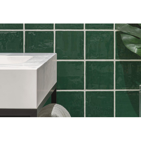 ÉCHANTILLON Terravito Viondo carreau mural - 13x13cm - 10mm - Carré - Vert ancien Brillant SW735965