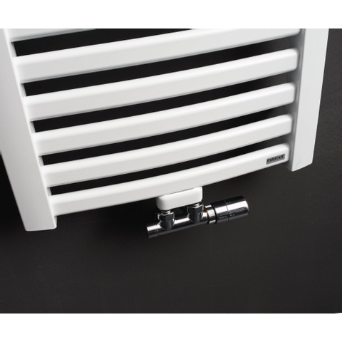 Instamat Milano gebogen elektrische handdoekradiator 75.5x149.5cm 1000watt inclusief wandconsoles wit SW793780